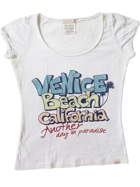 Venice Beach California graphic white top size S